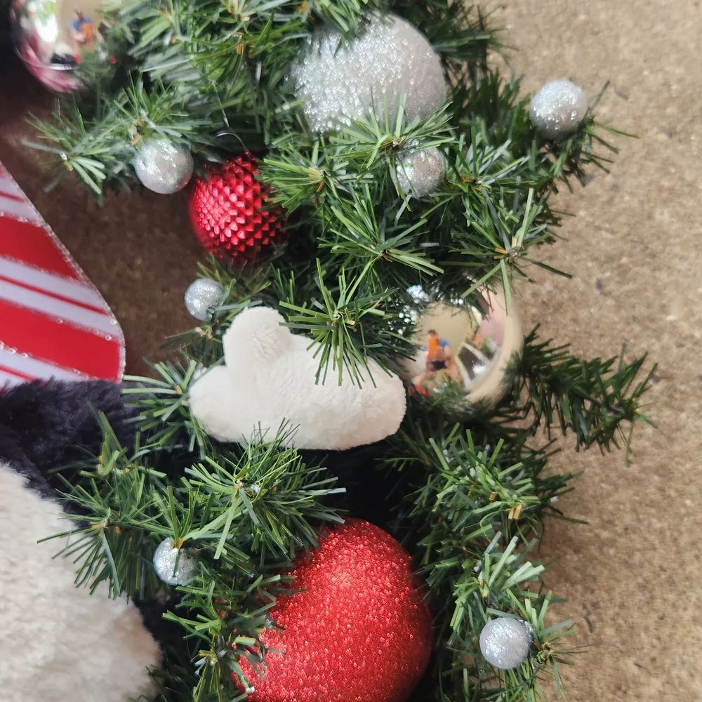 Cat in the Hat Red White Striped Christmas Wreath